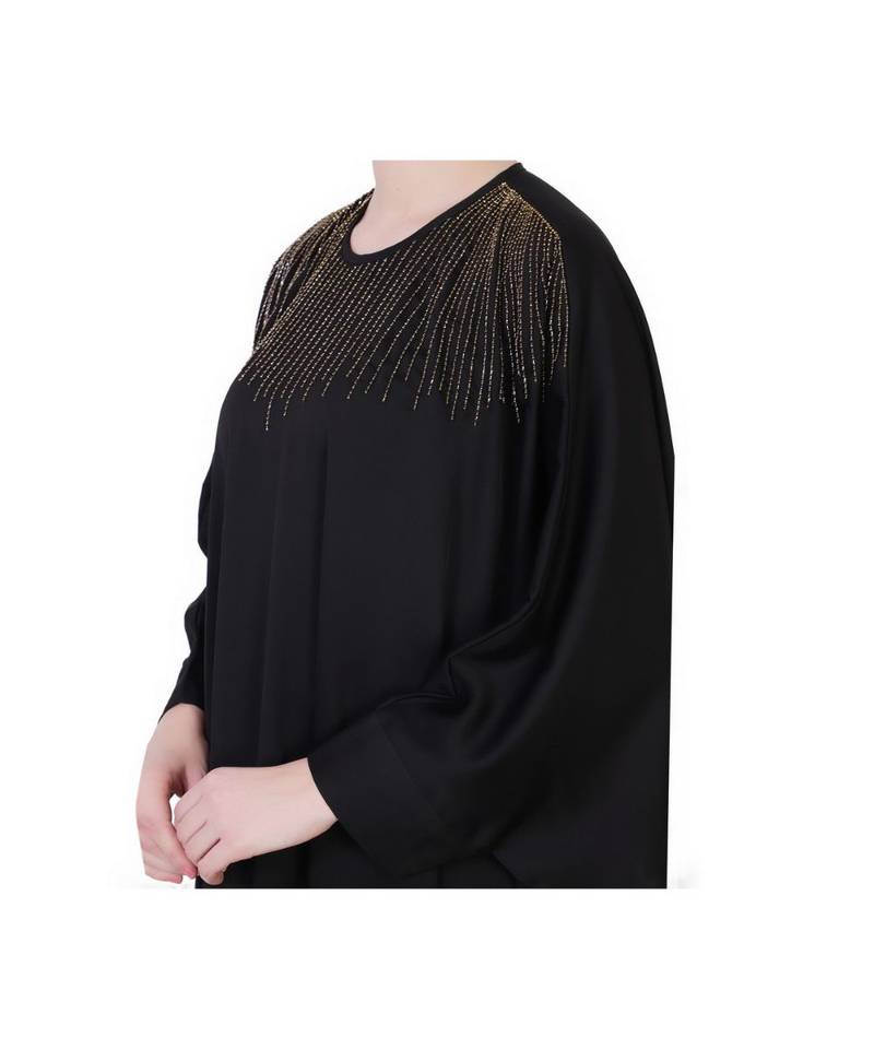Black Kaftan Abaya With Hand Work Embellishments