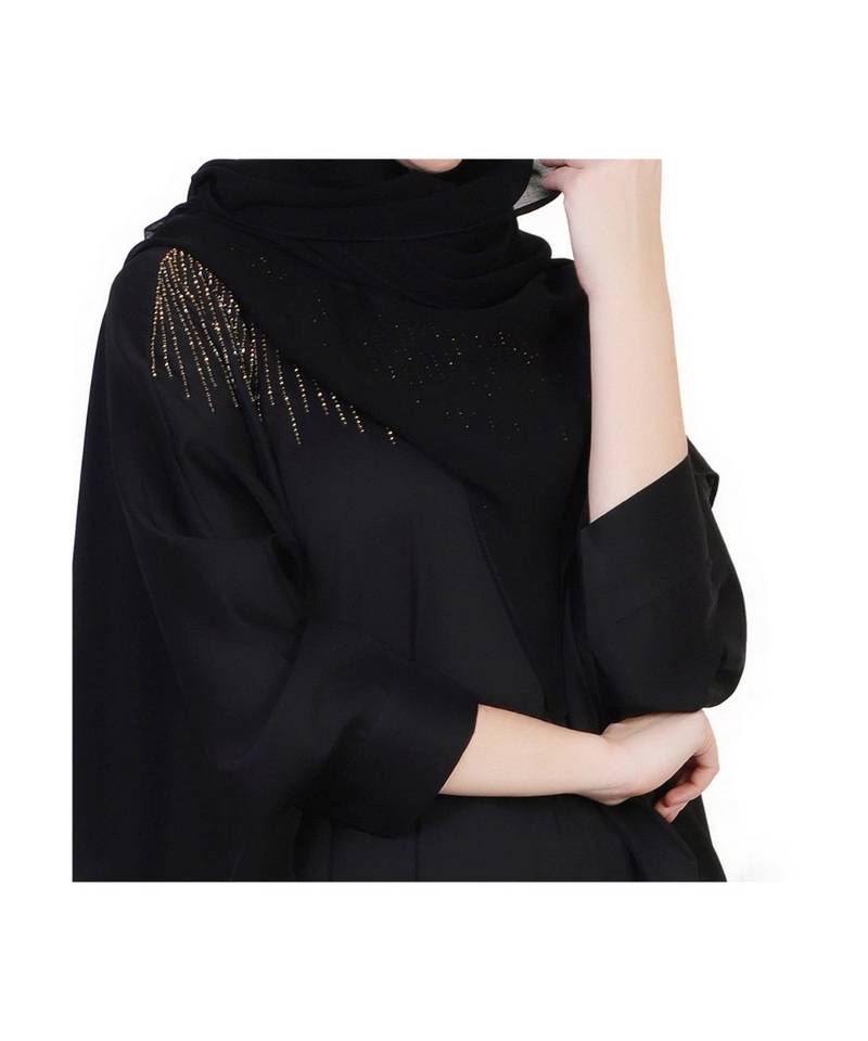 Black Kaftan Abaya With Hand Work Embellishments