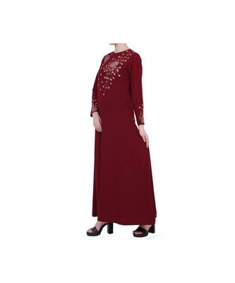 Maroon Modest Dress With Embroidery Work 5