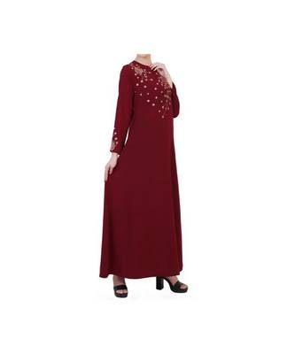 Maroon Modest Dress With Embroidery Work 7