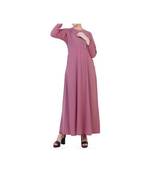Puce Pink Modest Dress With Embroidery Work