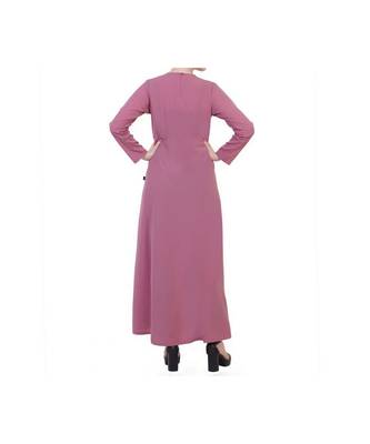 Puce Pink Modest Dress With Embroidery Work 9