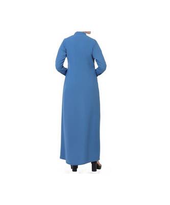 Blue Front Open Modest Dress 4