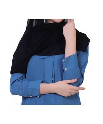 Blue Front Open Modest Dress 6