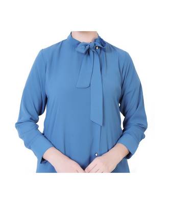 Blue Front Open Modest Dress 7