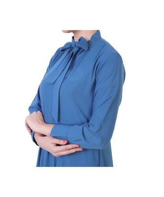 Blue Front Open Modest Dress 8