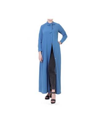 Blue Front Open Modest Dress 9