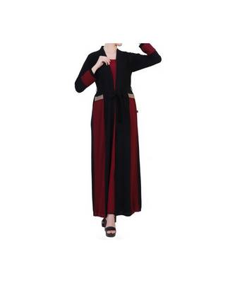 Maroon Dress With Attached Shrug And A Belt 1