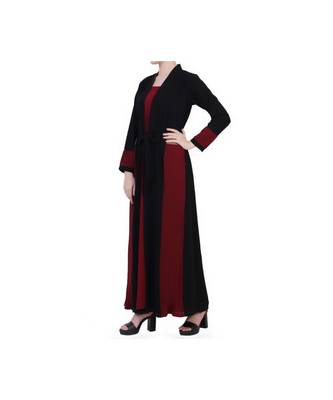 Maroon Dress With Attached Shrug And A Belt 2