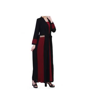 Maroon Dress With Attached Shrug And A Belt 4