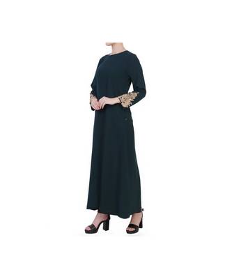 Green Dress With Chikan Embroidery Work 4