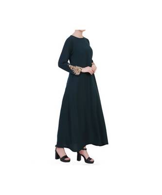 Green Dress With Chikan Embroidery Work 5