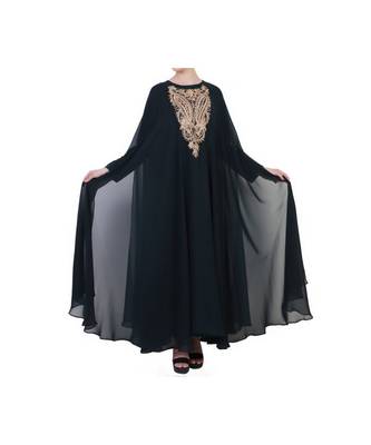 Green Designer Dress In Abaya Fit 1