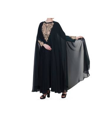 Green Designer Dress In Abaya Fit 3