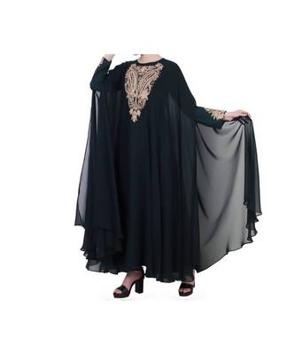Green Designer Dress In Abaya Fit 4