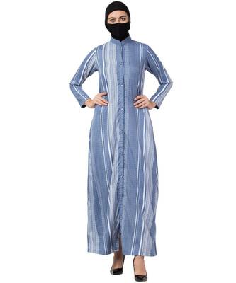 Blue Front Open Dress For Daily Use 2
