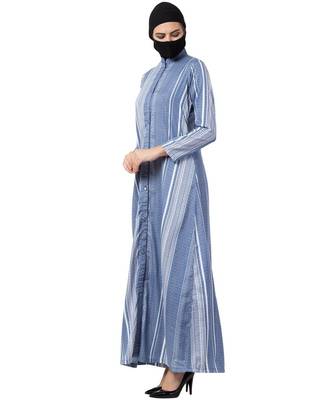 Blue Front Open Dress For Daily Use 4