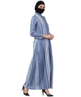 Blue Front Open Dress For Daily Use 5