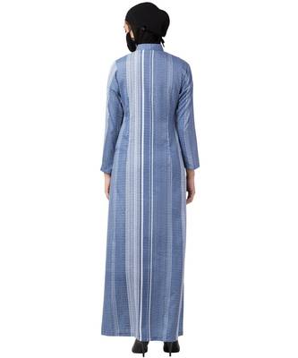 Blue Front Open Dress For Daily Use 7