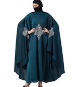 Green Irani Kaftan Abaya With Zari Work