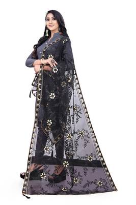 Black Net Embroidery   dupatta 2