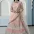 Cinereous Peach thread embroidered with foil mirror worked organza semi stitched Party lehenga
