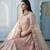Cinereous Peach thread embroidered with foil mirror worked organza semi stitched Party lehenga