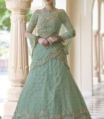 Pista green Dori Work & Sequins embroidered net Semi Stitched Lehenga choli for wedding
