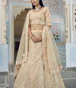 Dutch Cream thread embroidered with foil mirror worked organza Semi Stitched Lehenga choli for wedding