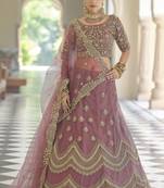 Captivating Mauve Taupe Dori Work & Sequins embroidered net Lehenga choli for partywear