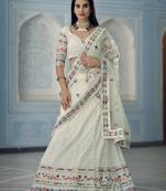 Pale Silver White thread and Sequins embroidered georgette Semi Stitched Party wear Lehenga choli