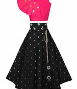 Pink plain taffeta girls-top-bottom