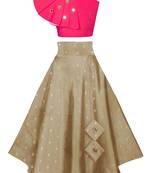 Pink plain taffeta girls-top-bottom