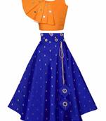 Orange plain taffeta girls-top-bottom