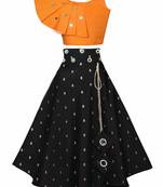 Orange plain taffeta girls-top-bottom