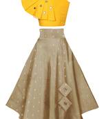 Yellow plain taffeta girls-top-bottom