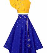 Yellow plain taffeta girls-top-bottom
