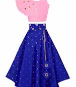 Pink plain taffeta girls-top-bottom