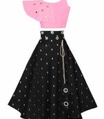 Pink plain taffeta girls-top-bottom