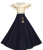 Beige woven taffeta girls-top-bottom