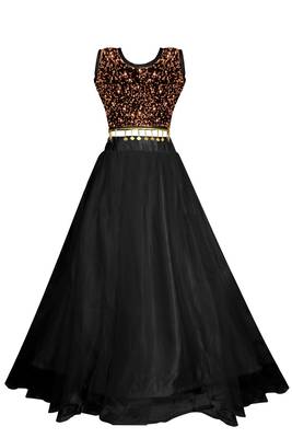 Gold embroidered velvet girls-top-bottom 1