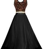 Gold embroidered velvet girls-top-bottom