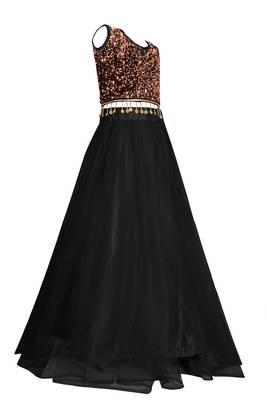Gold embroidered velvet girls-top-bottom 2