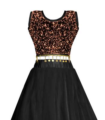 Gold embroidered velvet girls-top-bottom 4