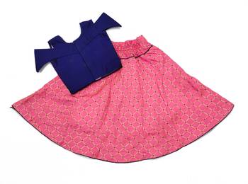 Blue woven taffeta girls-top-bottom 2