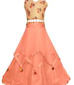 Orange plain silk girls-top-bottom