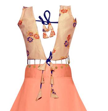 Orange plain silk girls-top-bottom 5