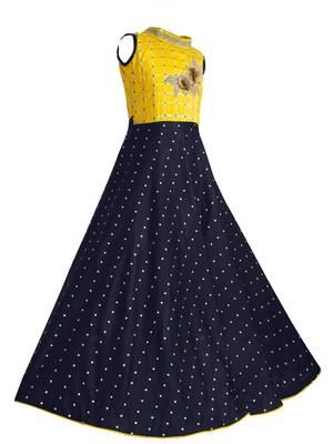 Yellow woven satin kids-girl-gowns 2