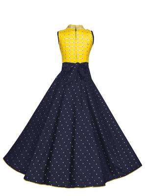 Yellow woven satin kids-girl-gowns 3