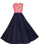 Pink woven satin kids-girl-gowns
